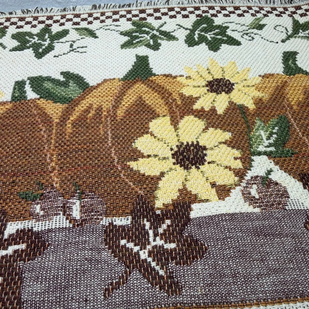 Woven Tapestry Thanksgiving Placemats Pumpkins Sunflowers Fall Harvest Set of 10
